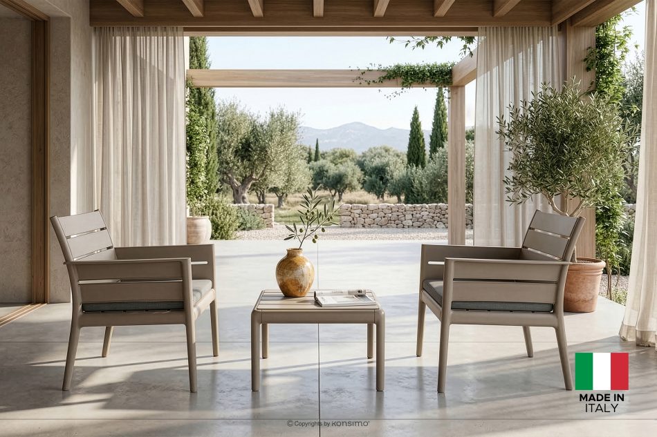 MITTU Gartenmöbel-Set aus Polypropylen 2 Stühle, Couchtisch in Beige/Braun beige/braun - Foto 1