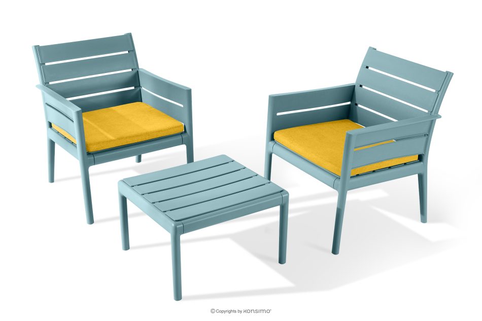 MITTU Terrassenmöbel-Set aus Polypropylen 2 Stühle, Couchtisch in Mint/Gelb mint/gelb - Foto 0