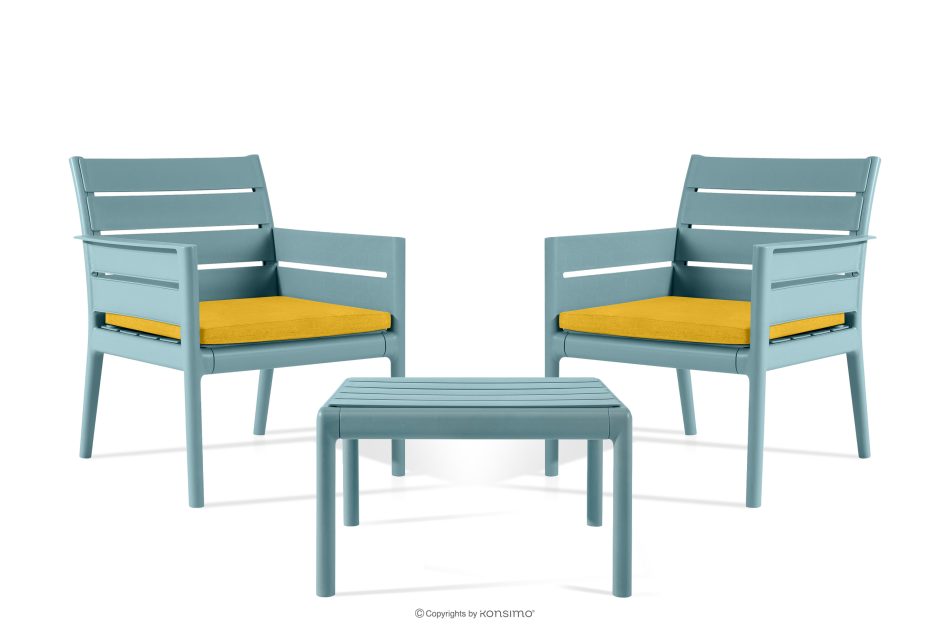 MITTU Terrassenmöbel-Set aus Polypropylen 2 Stühle, Couchtisch in Mint/Gelb mint/gelb - Foto 2