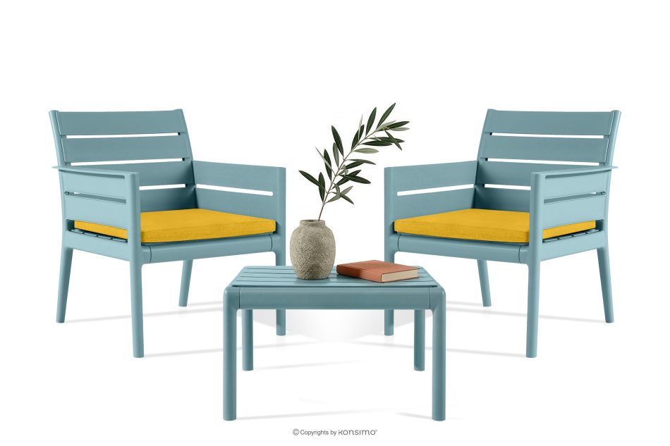 MITTU Terrassenmöbel-Set aus Polypropylen 2 Stühle, Couchtisch in Mint/Gelb mint/gelb - Foto 19