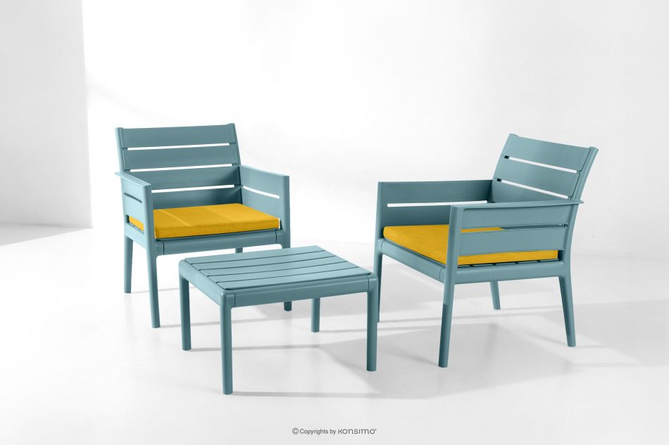 MITTU Terrassenmöbel-Set aus Polypropylen 2 Stühle, Couchtisch in Mint/Gelb mint/gelb - Foto 21