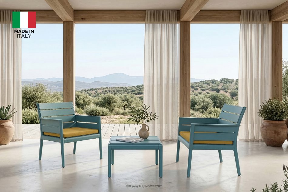 MITTU Terrassenmöbel-Set aus Polypropylen 2 Stühle, Couchtisch in Mint/Gelb mint/gelb - Foto 1