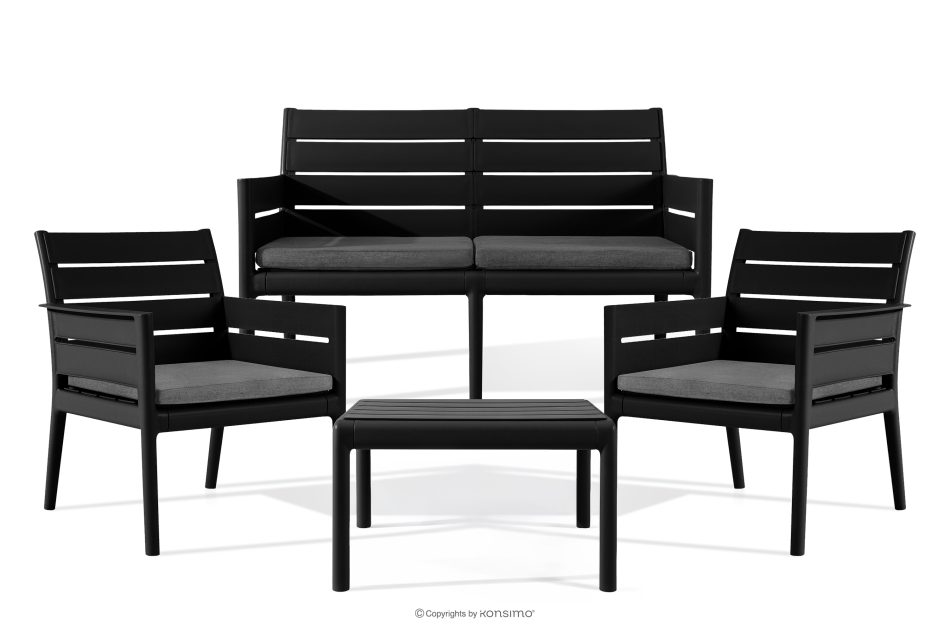 MITTU Gartenmöbel-Set aus Polypropylen Sofa, 2 Stühle, Couchtisch in Anthrazit/Grau anthrazit/grau - Foto 2