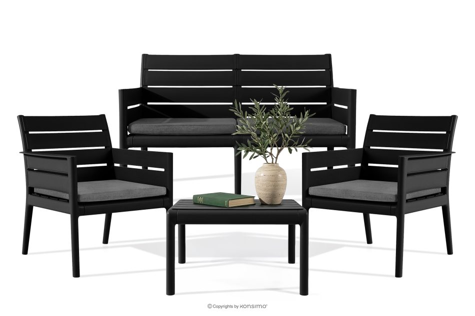 MITTU Gartenmöbel-Set aus Polypropylen Sofa, 2 Stühle, Couchtisch in Anthrazit/Grau anthrazit/grau - Foto 22