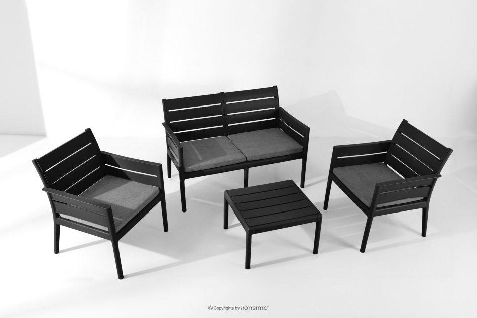 MITTU Gartenmöbel-Set aus Polypropylen Sofa, 2 Stühle, Couchtisch in Anthrazit/Grau anthrazit/grau - Foto 23