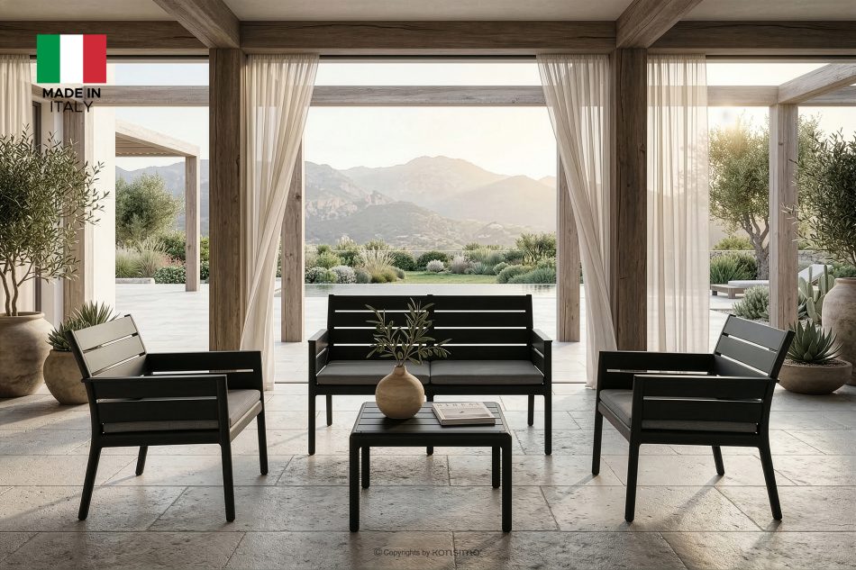 MITTU Gartenmöbel-Set aus Polypropylen Sofa, 2 Stühle, Couchtisch in Anthrazit/Grau anthrazit/grau - Foto 1