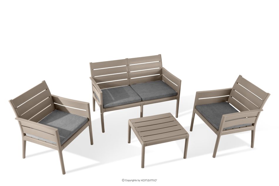 MITTU Gartenmöbel-Set aus Polypropylen Sofa, 2 Stühle, Couchtisch in Beige/Braun beige/braun - Foto 0