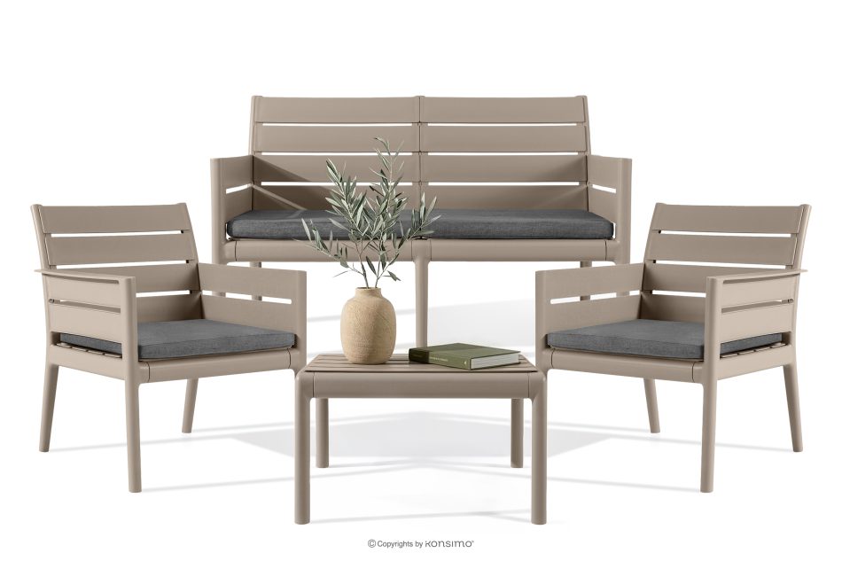 MITTU Gartenmöbel-Set aus Polypropylen Sofa, 2 Stühle, Couchtisch in Beige/Braun beige/braun - Foto 22