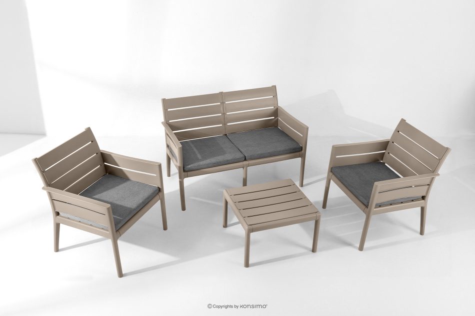 MITTU Gartenmöbel-Set aus Polypropylen Sofa, 2 Stühle, Couchtisch in Beige/Braun beige/braun - Foto 23