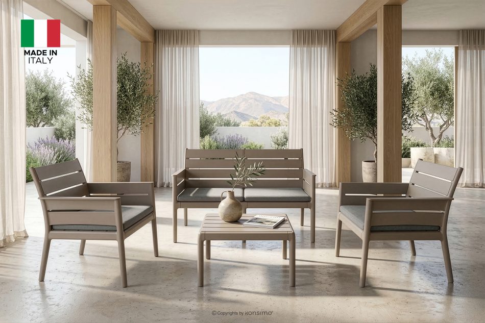 MITTU Gartenmöbel-Set aus Polypropylen Sofa, 2 Stühle, Couchtisch in Beige/Braun beige/braun - Foto 1