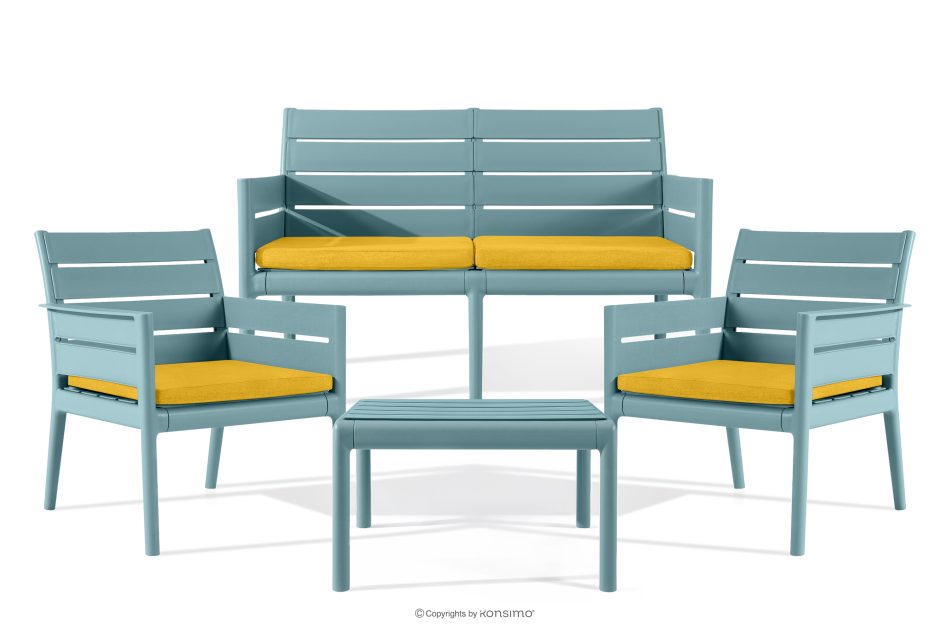 MITTU Terrassenmöbel-Set aus Polypropylen Sofa, 2x Stuhl, Couchtisch mint/gelb mint/gelb - Foto 2