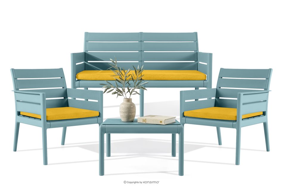 MITTU Terrassenmöbel-Set aus Polypropylen Sofa, 2x Stuhl, Couchtisch mint/gelb mint/gelb - Foto 22
