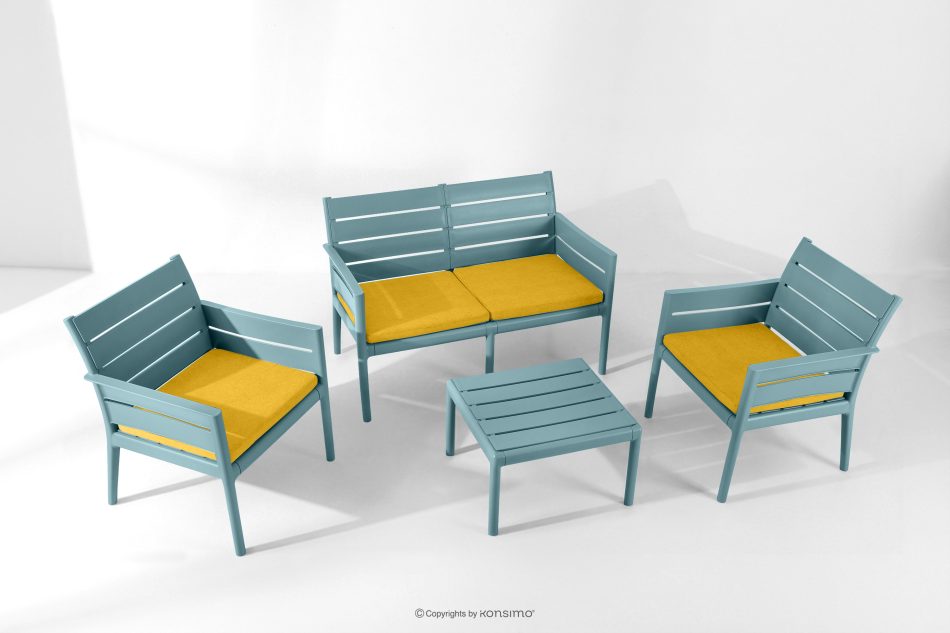 MITTU Terrassenmöbel-Set aus Polypropylen Sofa, 2x Stuhl, Couchtisch mint/gelb mint/gelb - Foto 23