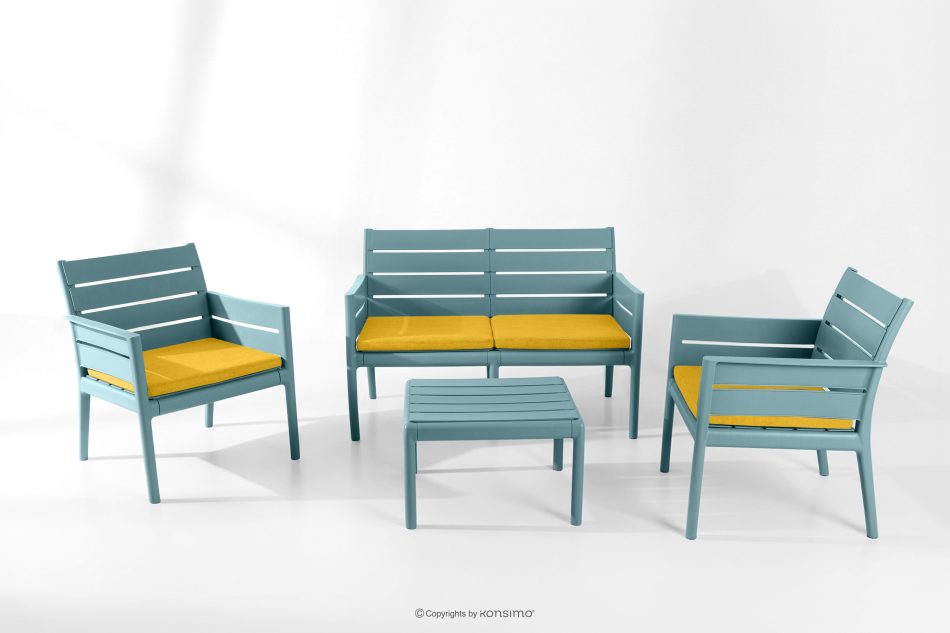 MITTU Terrassenmöbel-Set aus Polypropylen Sofa, 2x Stuhl, Couchtisch mint/gelb mint/gelb - Foto 24