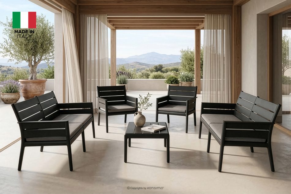 MITTU Gartenmöbel-Set aus Polypropylen 2x Sofa, 2x Stuhl, Couchtisch anthrazit/grau anthrazit/grau - Foto 1