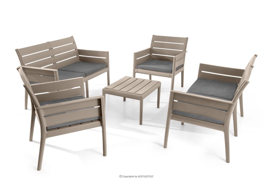 MITTU Gartenmöbel-Set aus Polypropylen 2x Sofa, 2x Stuhl, Couchtisch in Beige/Braun beige/braun - Foto 2