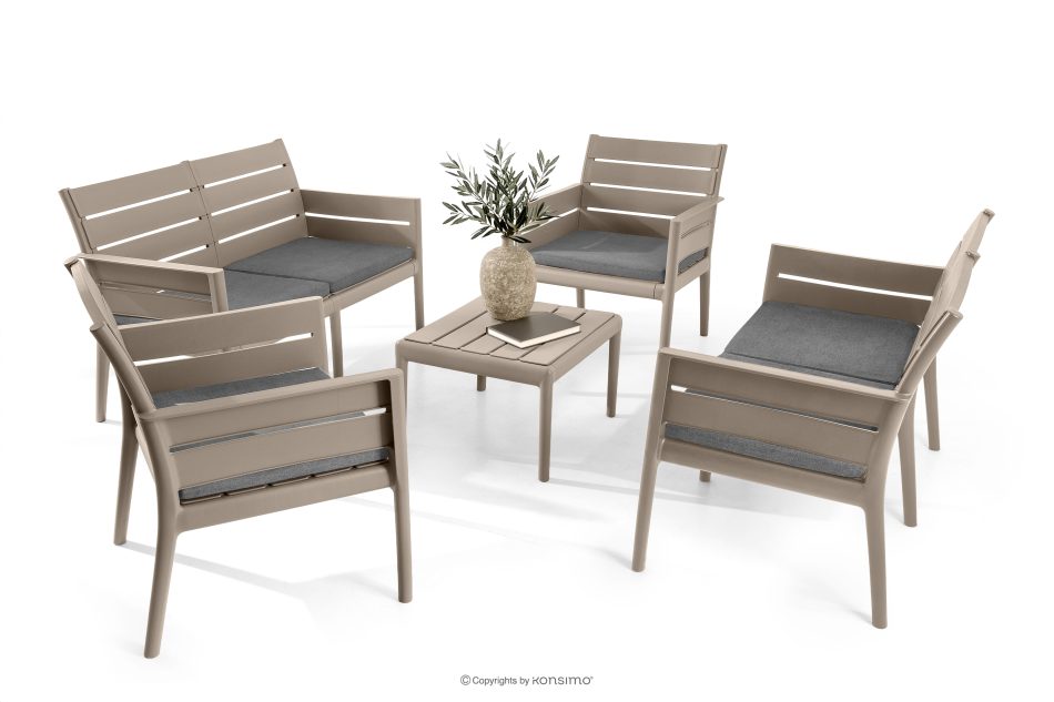 MITTU Gartenmöbel-Set aus Polypropylen 2x Sofa, 2x Stuhl, Couchtisch in Beige/Braun beige/braun - Foto 22