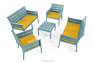 MITTU, https://konsimo.de/kollektion/mittu/ Terrassenmöbel-Set aus Polypropylen 2x Sofa, 2x Stuhl, Couchtisch in Mint/Gelb mint/gelb - Foto