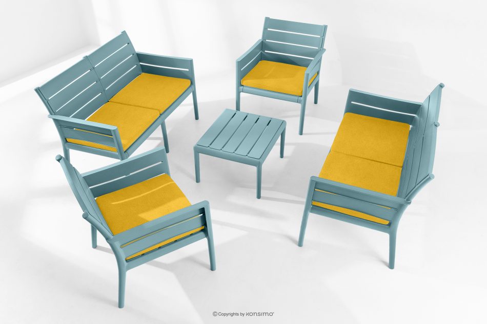 MITTU Terrassenmöbel-Set aus Polypropylen 2x Sofa, 2x Stuhl, Couchtisch in Mint/Gelb mint/gelb - Foto 23