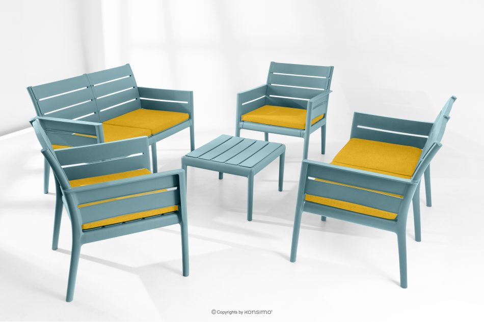 MITTU Terrassenmöbel-Set aus Polypropylen 2x Sofa, 2x Stuhl, Couchtisch in Mint/Gelb mint/gelb - Foto 24