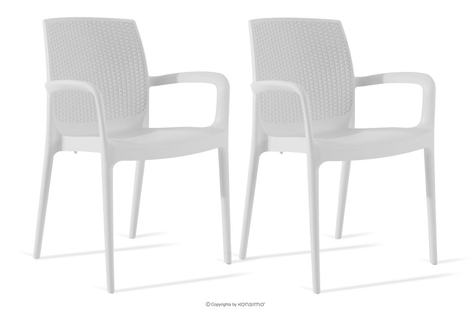 RANTU Gartenstuhl mit Armlehnen aus Polypropylen 2 tlg. weiß weiß - Foto 0