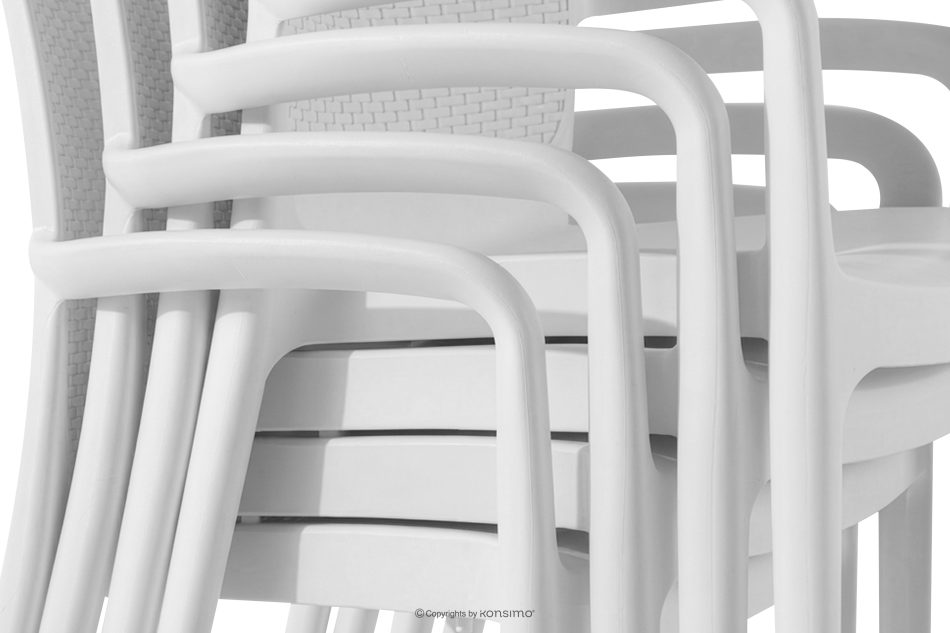 RANTU Gartenstuhl mit Armlehnen aus Polypropylen 2 tlg. weiß weiß - Foto 14