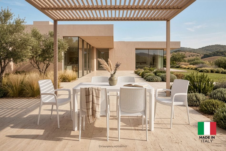 RANTU Gartenstuhl mit Armlehnen aus Polypropylen 2 tlg. weiß weiß - Foto 18