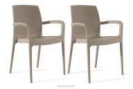 Gartenstuhl mit Armlehnen aus Polypropylen 2 tlg. beige