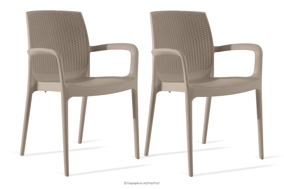 RANTU Gartenstuhl mit Armlehnen aus Polypropylen 2 tlg. beige beige - Foto 0