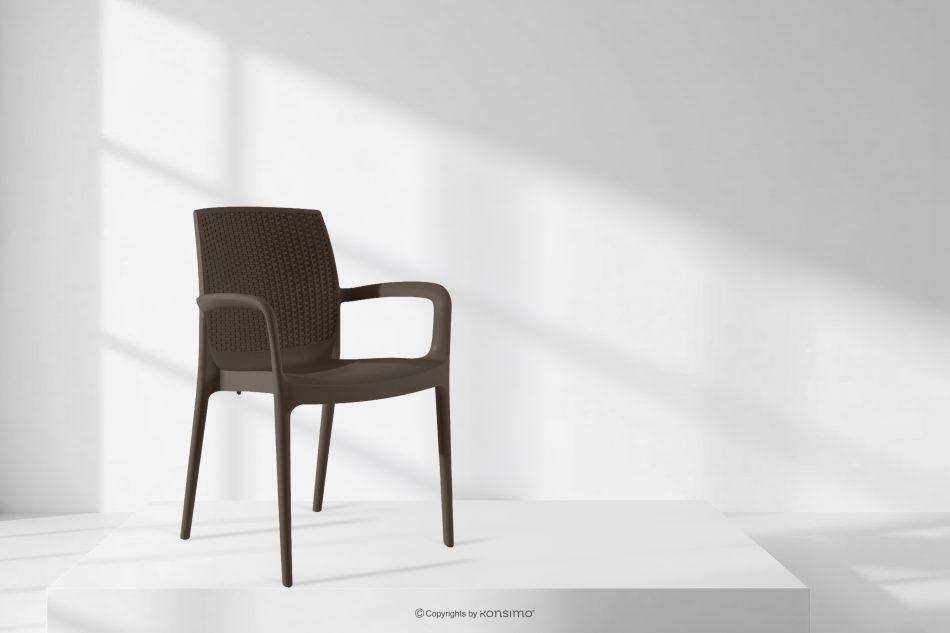 RANTU Gartenstuhl mit Armlehnen aus Polypropylen 2 tlg. braun braun - Foto 15