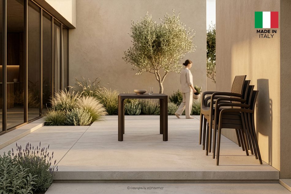 RANTU Gartenstuhl mit Armlehnen aus Polypropylen 2 tlg. braun braun - Foto 17