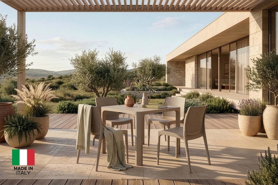 RANTU Gartenstuhl aus Polypropylen 4 tlg. beige beige - Foto 1