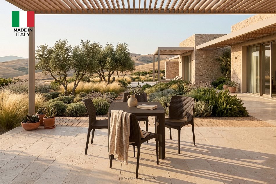 RANTU Gartenstuhl aus Polypropylen 4 tlg. braun braun - Foto 1