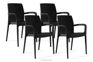 RANTU, https://konsimo.de/kollektion/rantu/ Gartenstuhl mit Armlehnen aus Polypropylen 4 tlg. anthrazit anthrazit - Foto