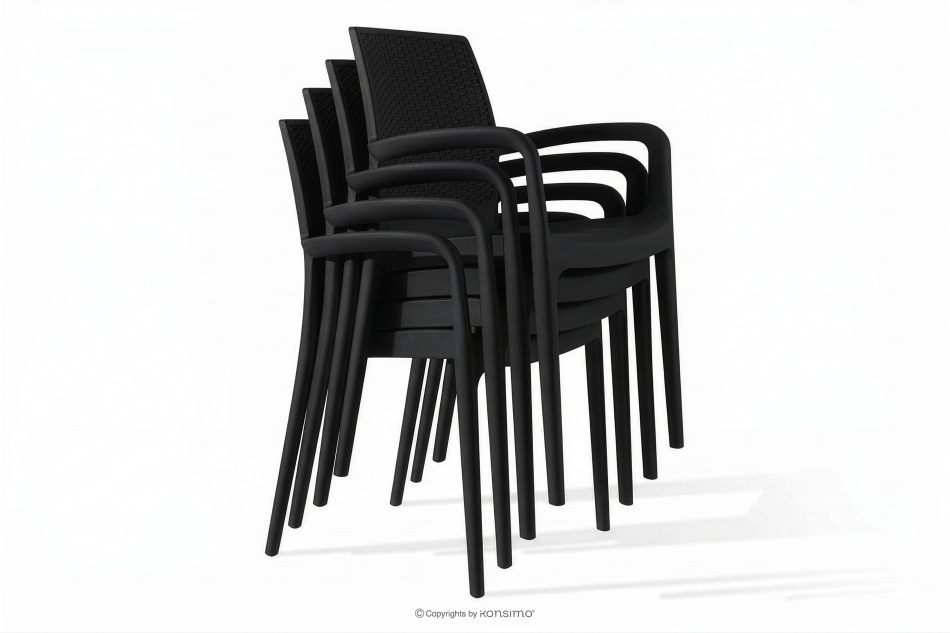 RANTU Gartenstuhl mit Armlehnen aus Polypropylen 4 tlg. anthrazit anthrazit - Foto 13