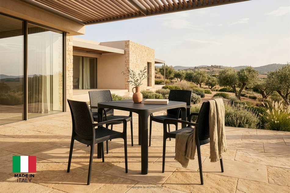 RANTU Gartenstuhl mit Armlehnen aus Polypropylen 4 tlg. anthrazit anthrazit - Foto 1