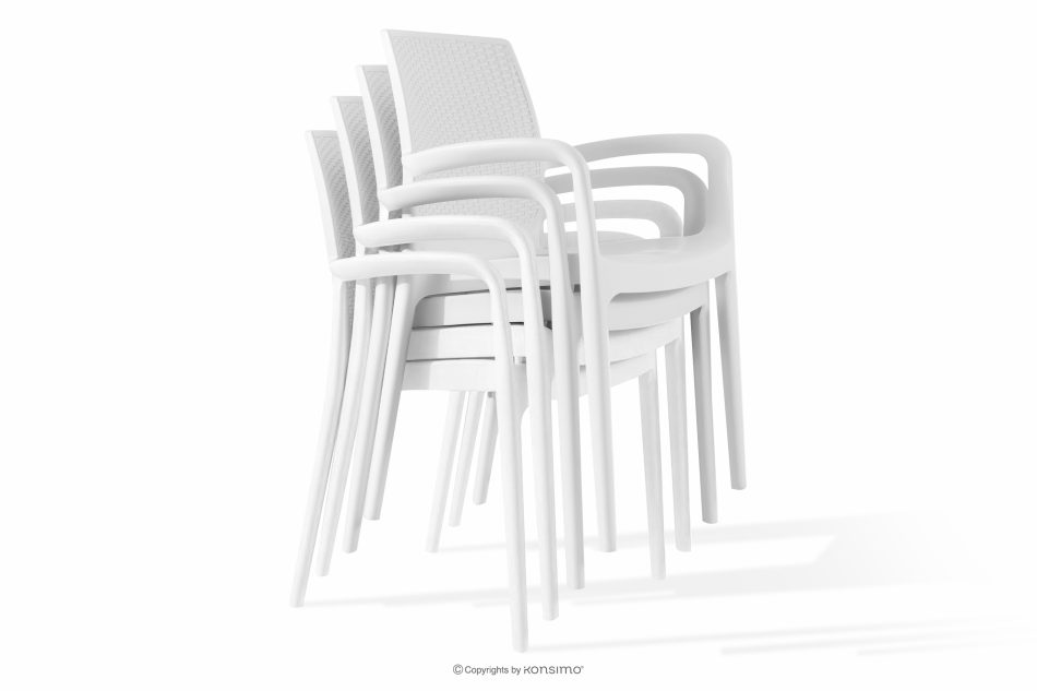 RANTU Gartenstuhl mit Armlehnen aus Polypropylen 4 tlg. weiß weiß - Foto 13