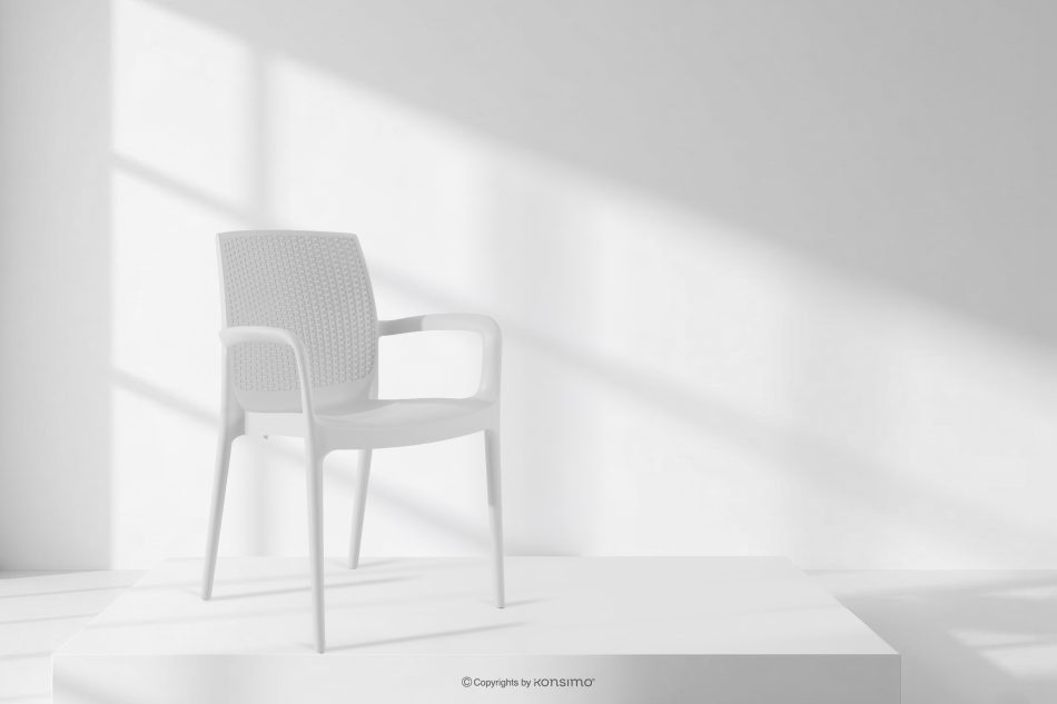 RANTU Gartenstuhl mit Armlehnen aus Polypropylen 4 tlg. weiß weiß - Foto 15