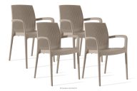 Gartenstuhl mit Armlehnen aus Polypropylen 4 tlg. beige