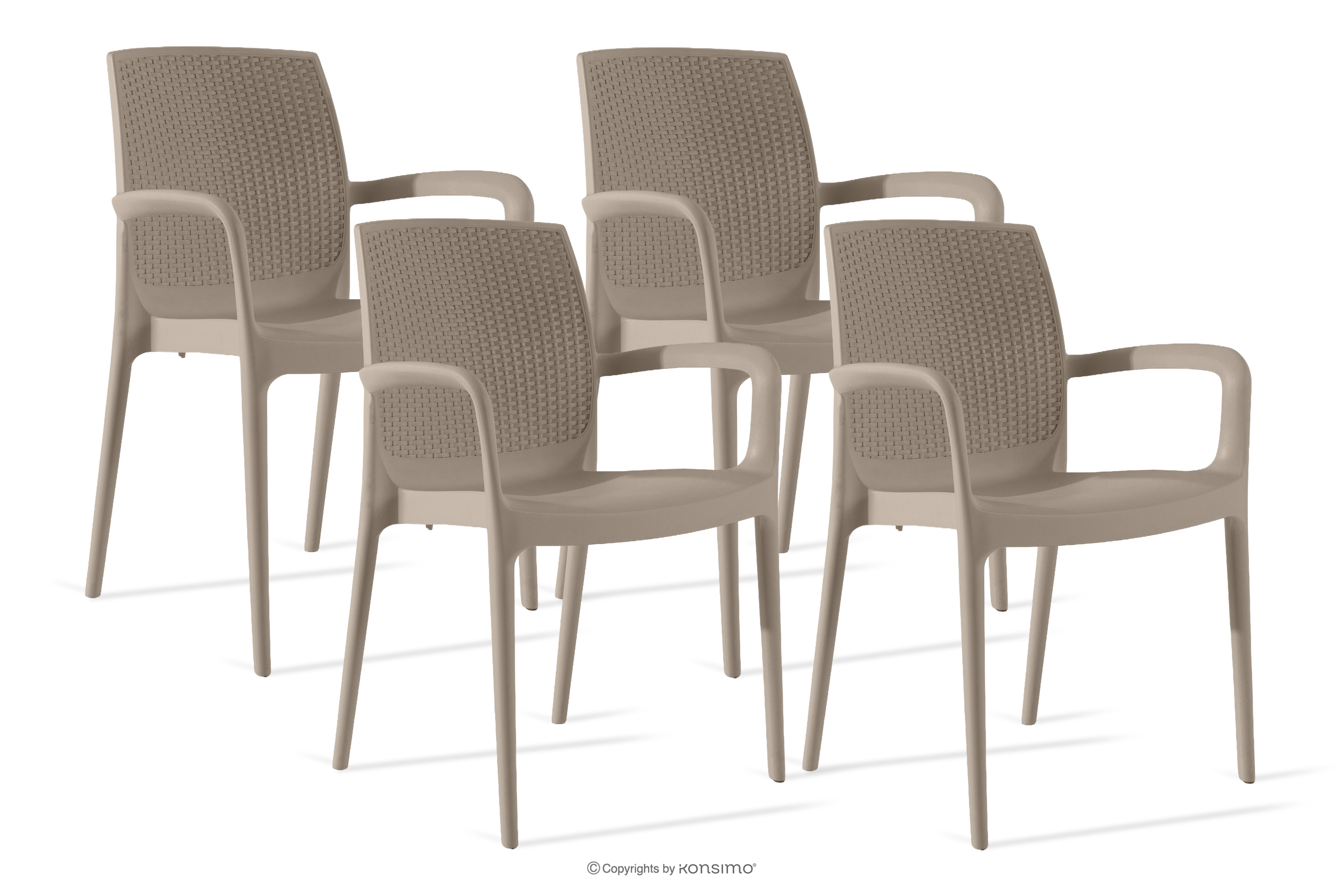 Gartenstuhl mit Armlehnen aus Polypropylen 4 tlg. beige RANTU