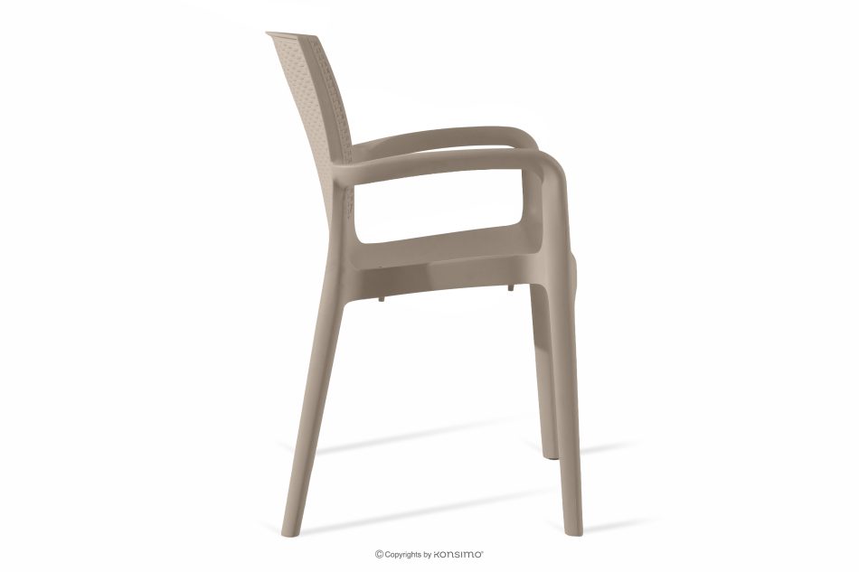 RANTU Gartenstuhl mit Armlehnen aus Polypropylen 4 tlg. beige beige - Foto 4