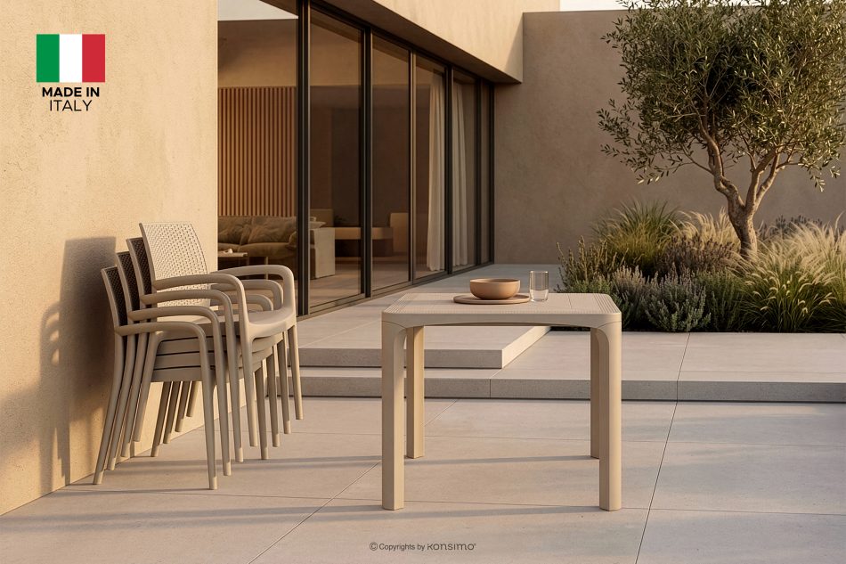 RANTU Gartenstuhl mit Armlehnen aus Polypropylen 4 tlg. beige beige - Foto 17