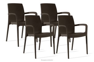 RANTU, https://konsimo.de/kollektion/rantu/ Gartenstuhl mit Armlehnen aus Polypropylen 4 tlg. braun braun - Foto