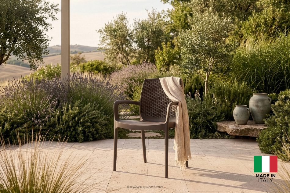 RANTU Gartenstuhl mit Armlehnen aus Polypropylen 4 tlg. braun braun - Foto 16