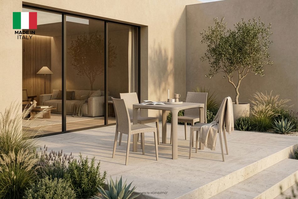 ETULI Moderner Gartenstuhl aus Polypropylen 2 tlg. beige beige - Foto 18