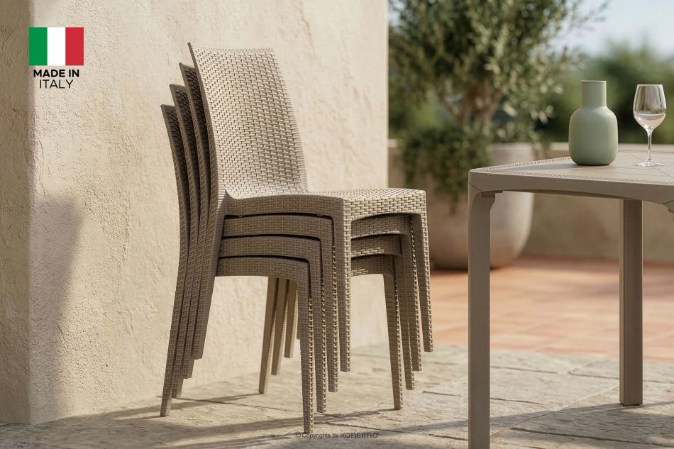 ETULI Moderner Gartenstuhl aus Polypropylen 2 tlg. beige beige - Foto 19