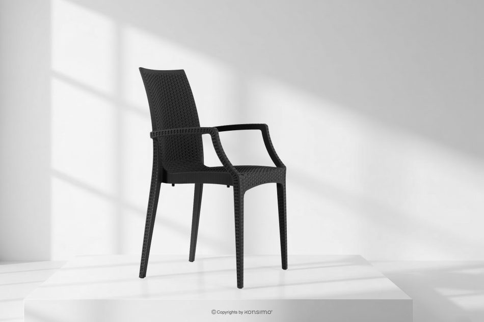 ETULI Moderner Gartenstuhl mit Armlehnen aus Polypropylen 2 tlg. anthrazit anthrazit - Foto 17