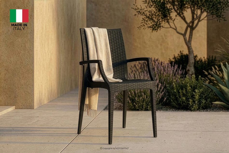 ETULI Moderner Gartenstuhl mit Armlehnen aus Polypropylen 2 tlg. anthrazit anthrazit - Foto 18