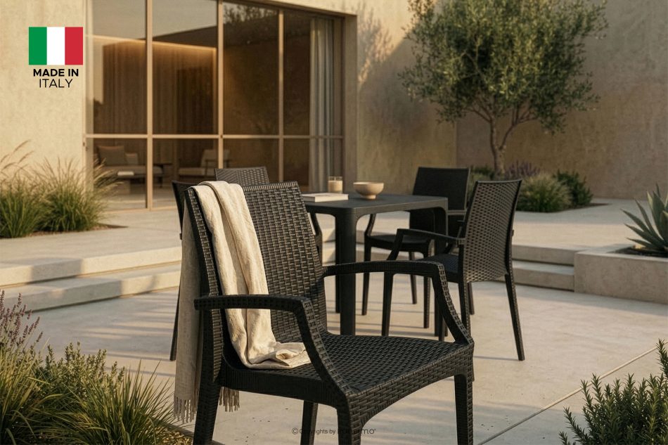 ETULI Moderner Gartenstuhl mit Armlehnen aus Polypropylen 2 tlg. anthrazit anthrazit - Foto 1