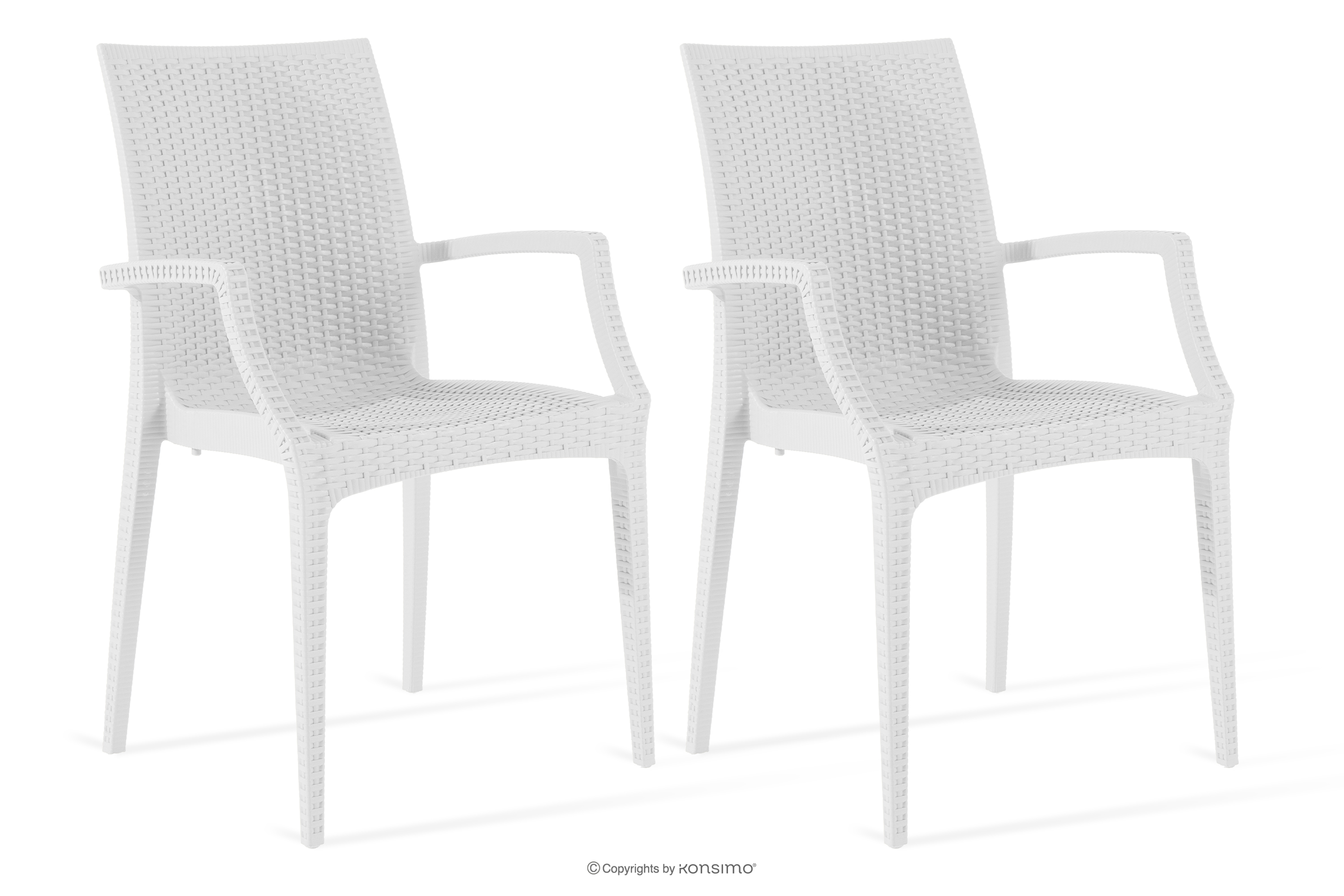 Moderner Gartenstuhl mit Armlehnen aus Polypropylen 2 tlg. weiß ETULI